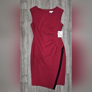 Calvin Klein Women's Maroon and Black Midi Dress-Size 6 *NWT*